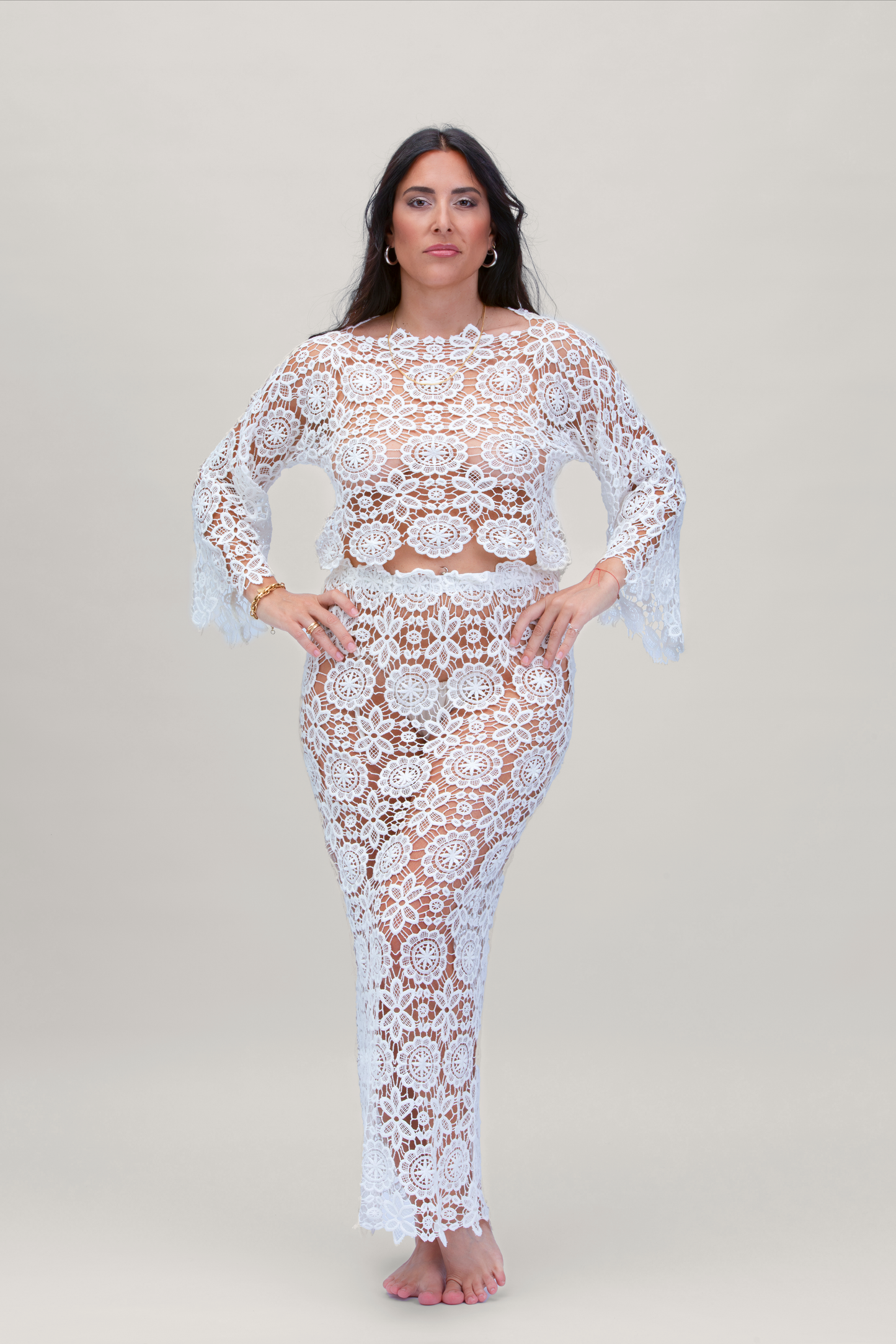 Gonna lunga in macramè