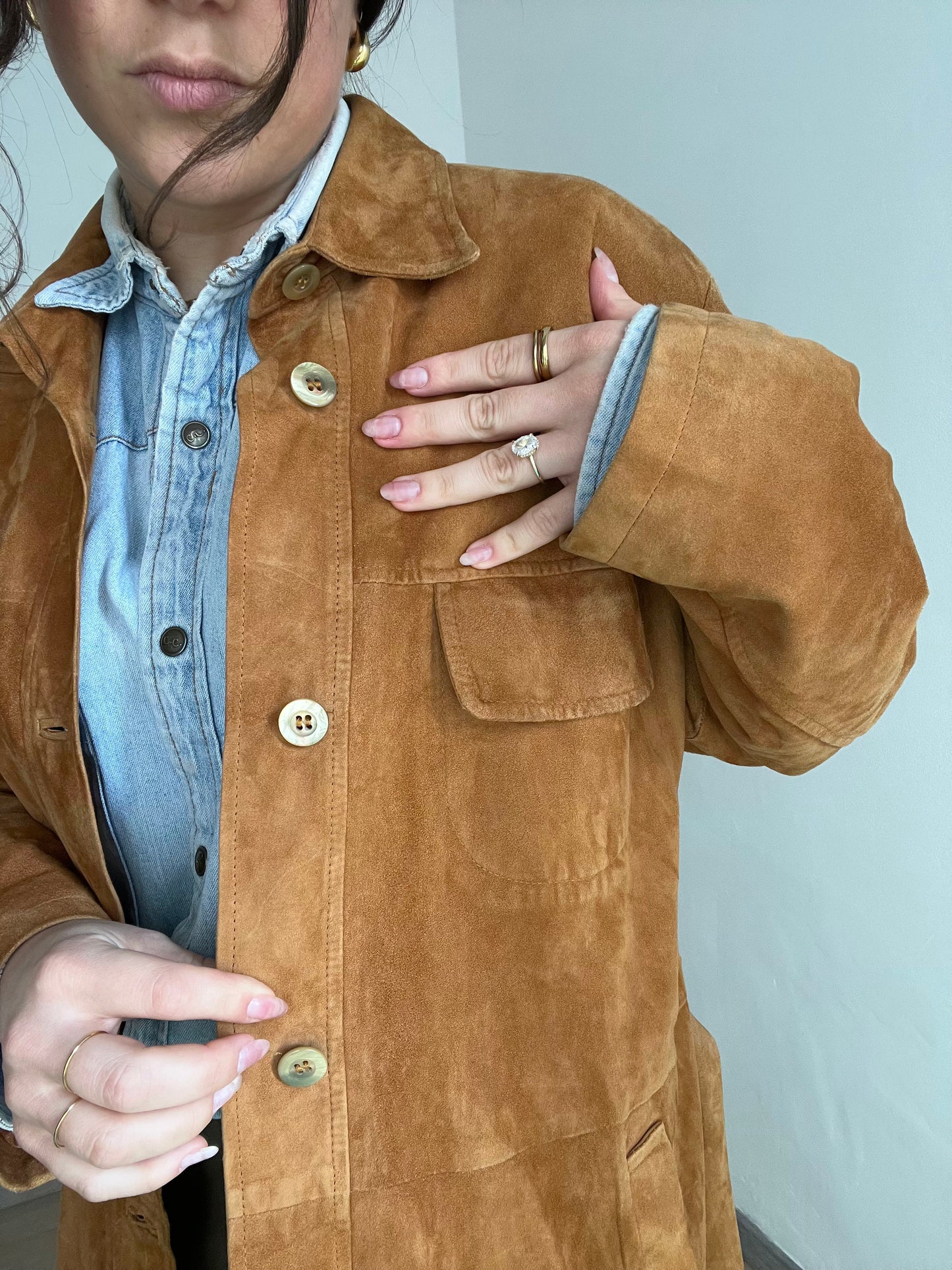 Giacca vintage scamosciata | Cannella con cintura