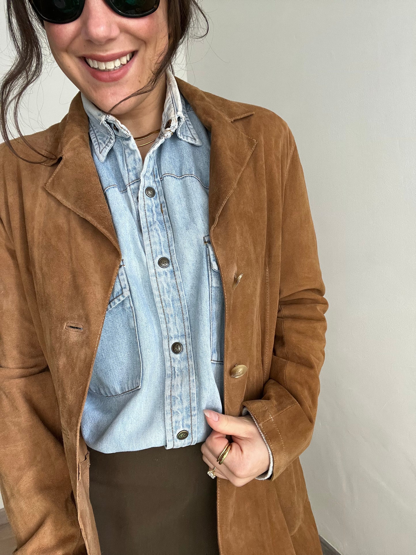 Giacca camicia vintage scamosciata | Marrone sabbia