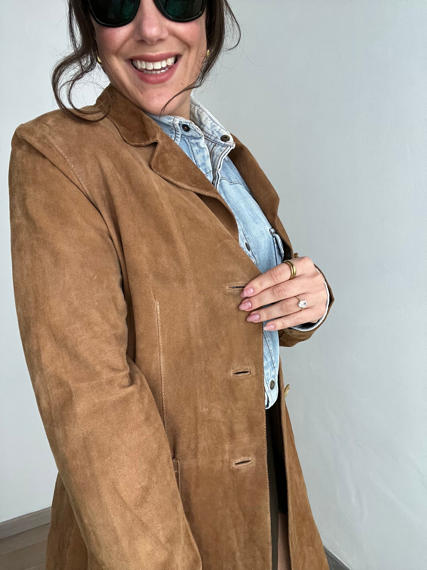 Giacca camicia vintage scamosciata | Marrone sabbia