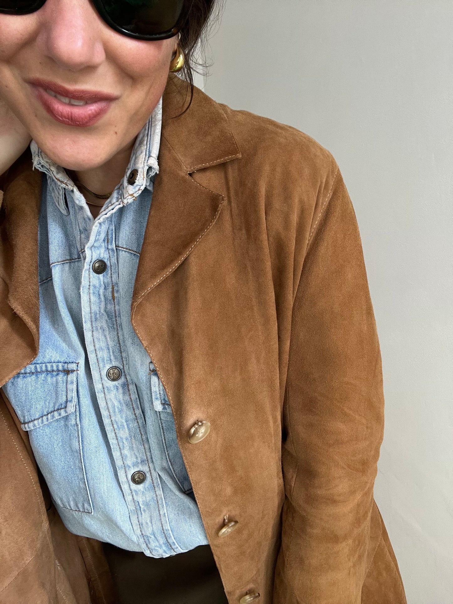 Giacca camicia vintage scamosciata | Marrone sabbia