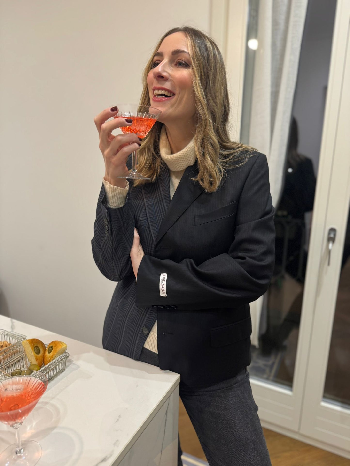 Blazer Bi-color in lana | Blu scuro