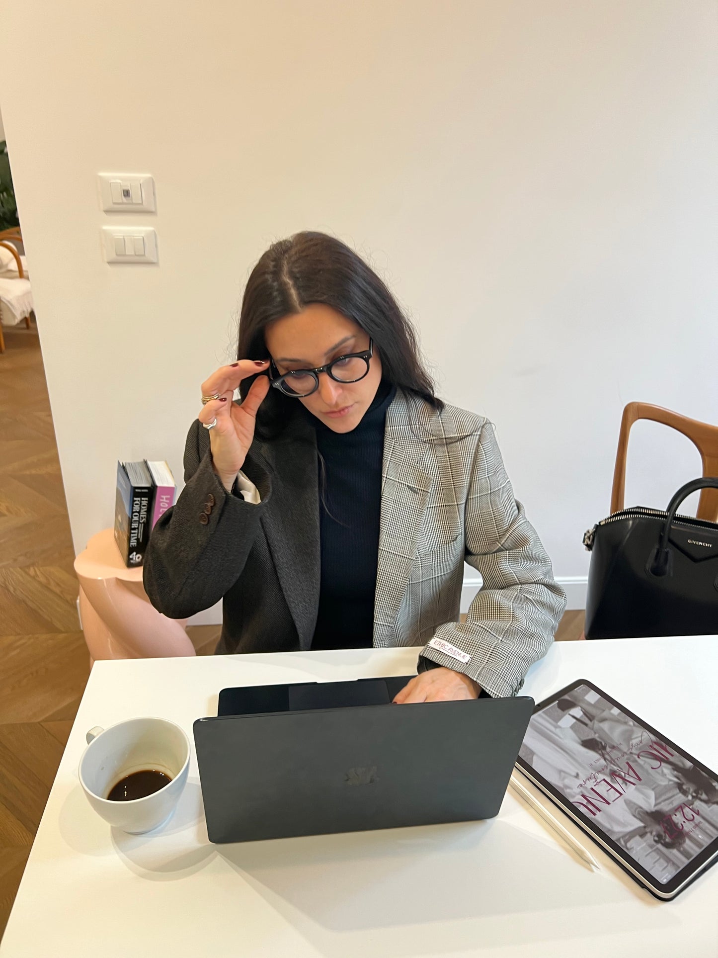 Blazer Bi-color in lana | Nero