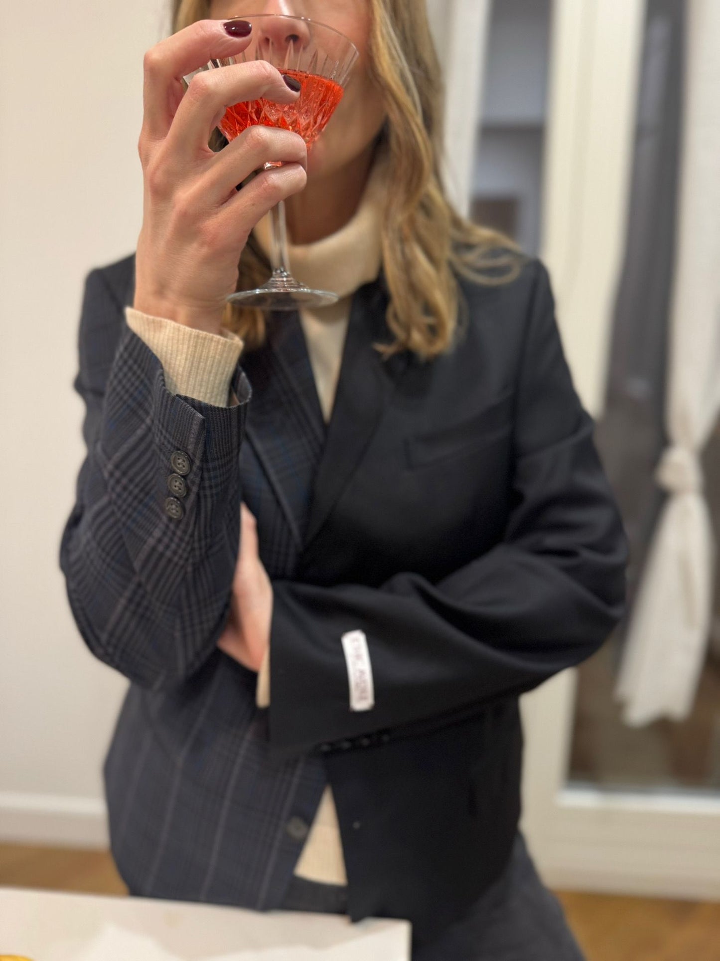 Blazer Bi-color in lana | Blu scuro