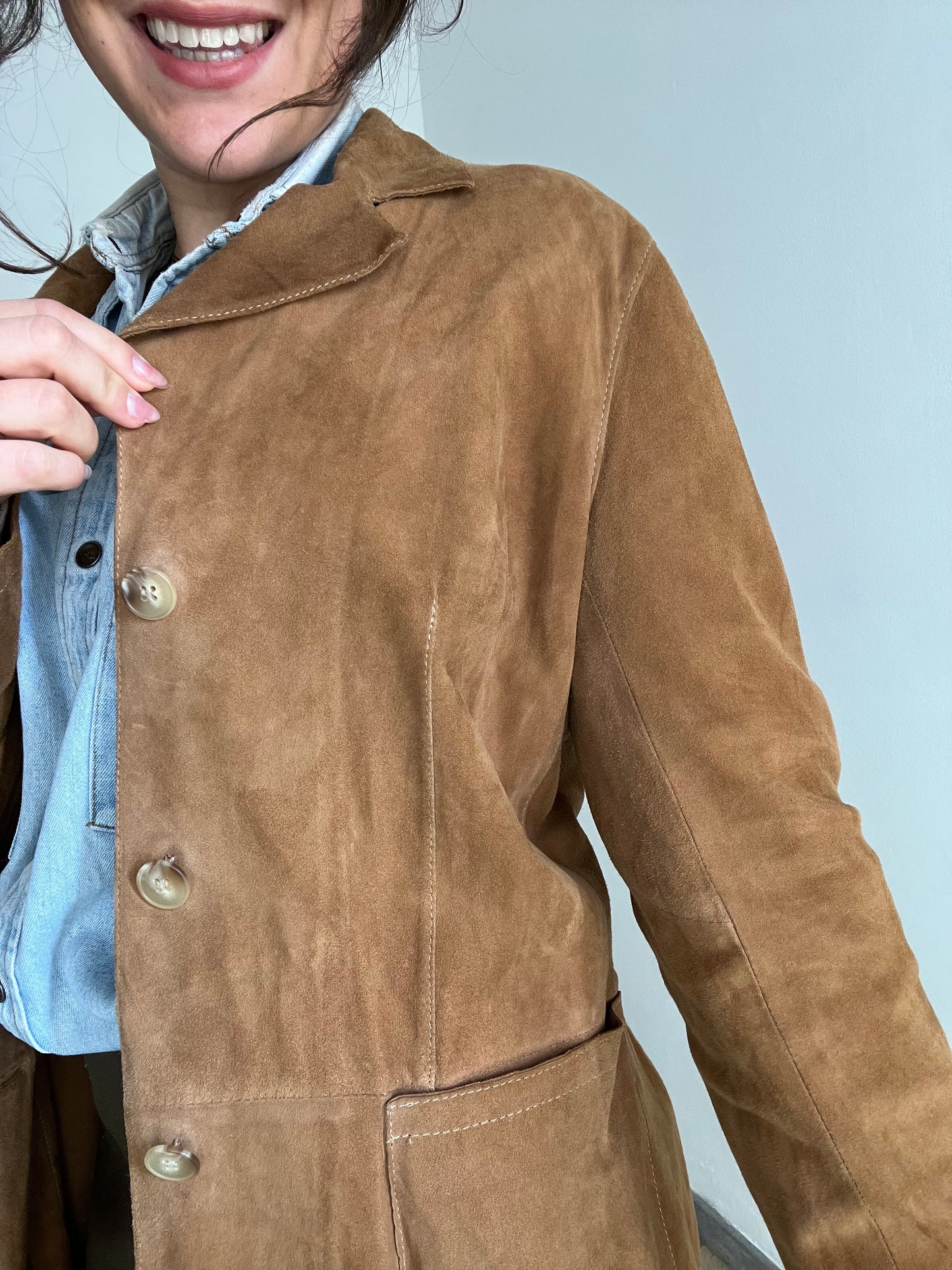 Giacca camicia vintage scamosciata | Marrone sabbia