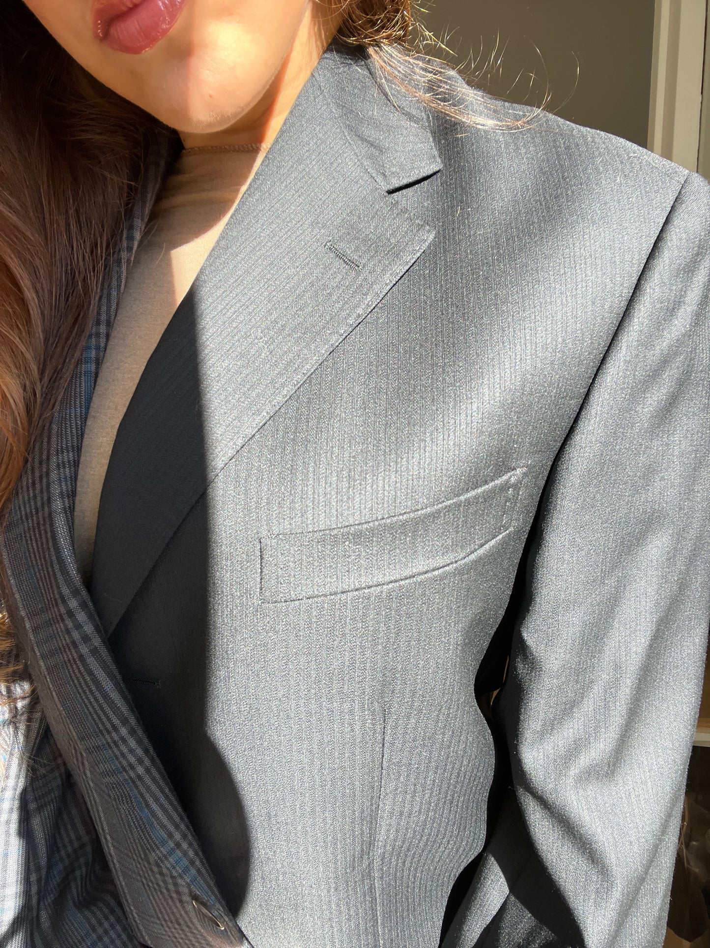 Blazer Bi-color in lana | Blu scuro