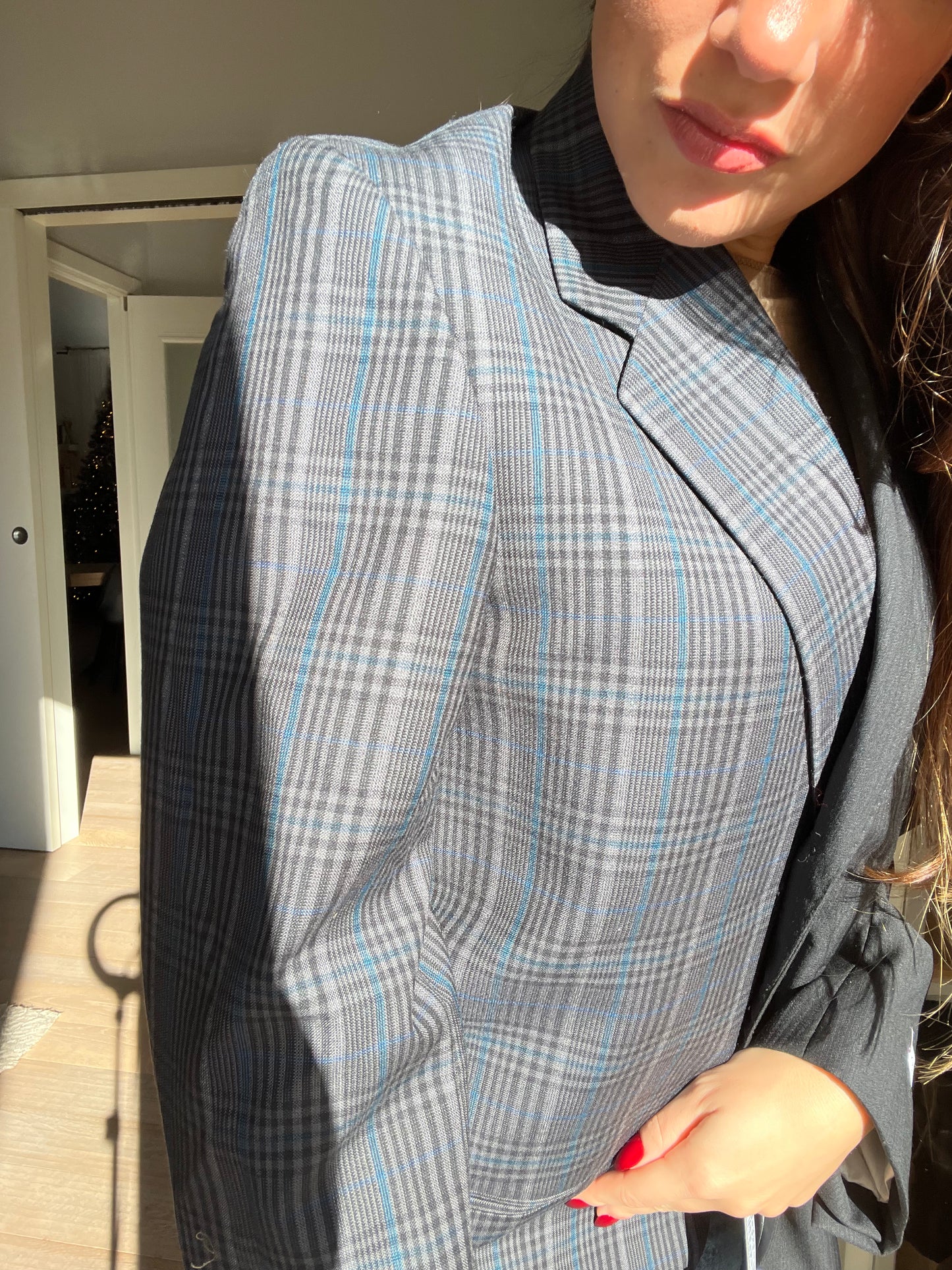 Blazer Bi-color in lana | Blu scuro