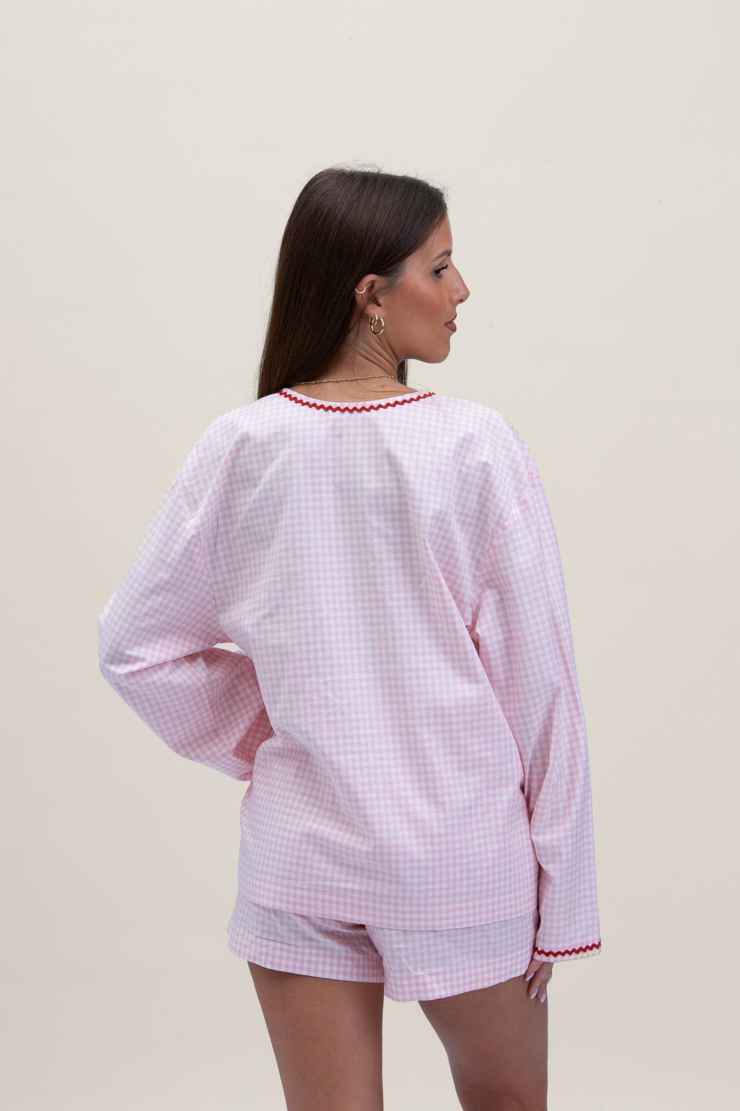 Camicia Stoccolma a quadri con fiocchi - Rosa