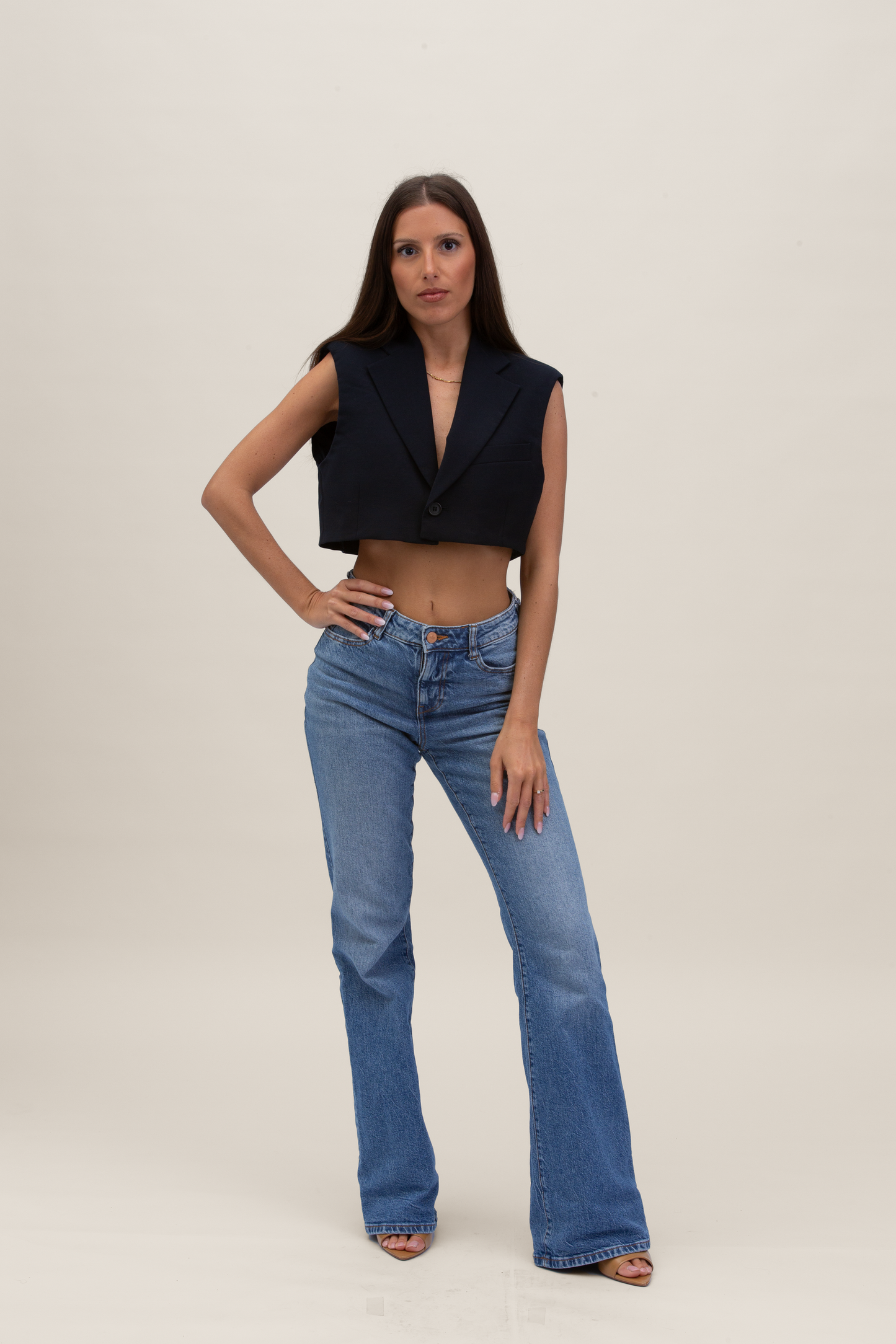 Cropped Gilet | Blu notte XS