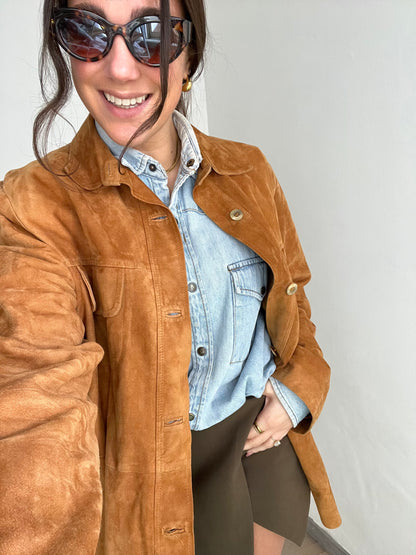 Giacca vintage scamosciata | Cannella con cintura