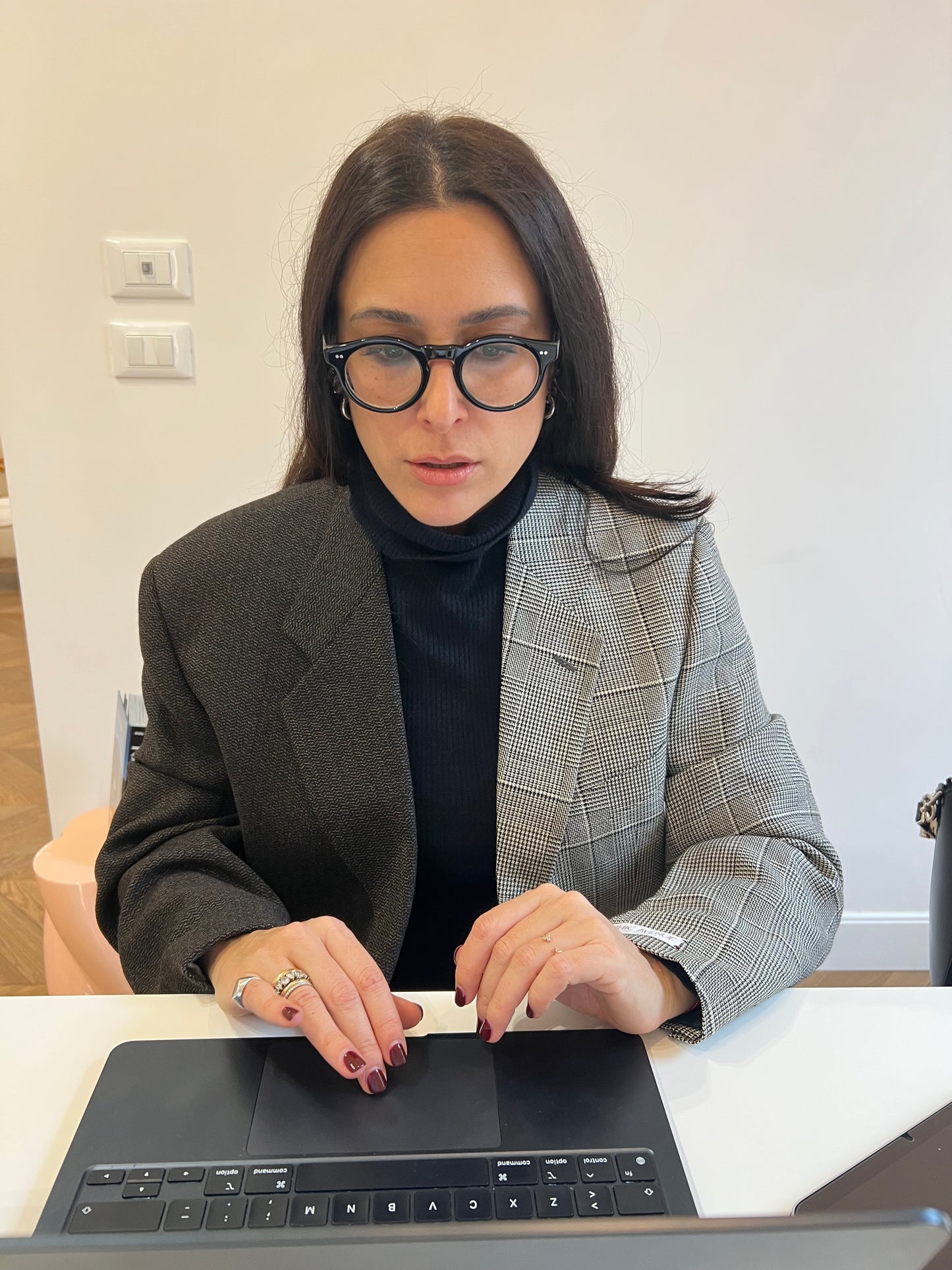 Blazer Bi-color in lana | Nero