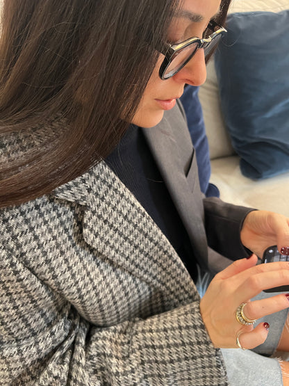 Blazer Bi-color in lana | Grigio a quadri