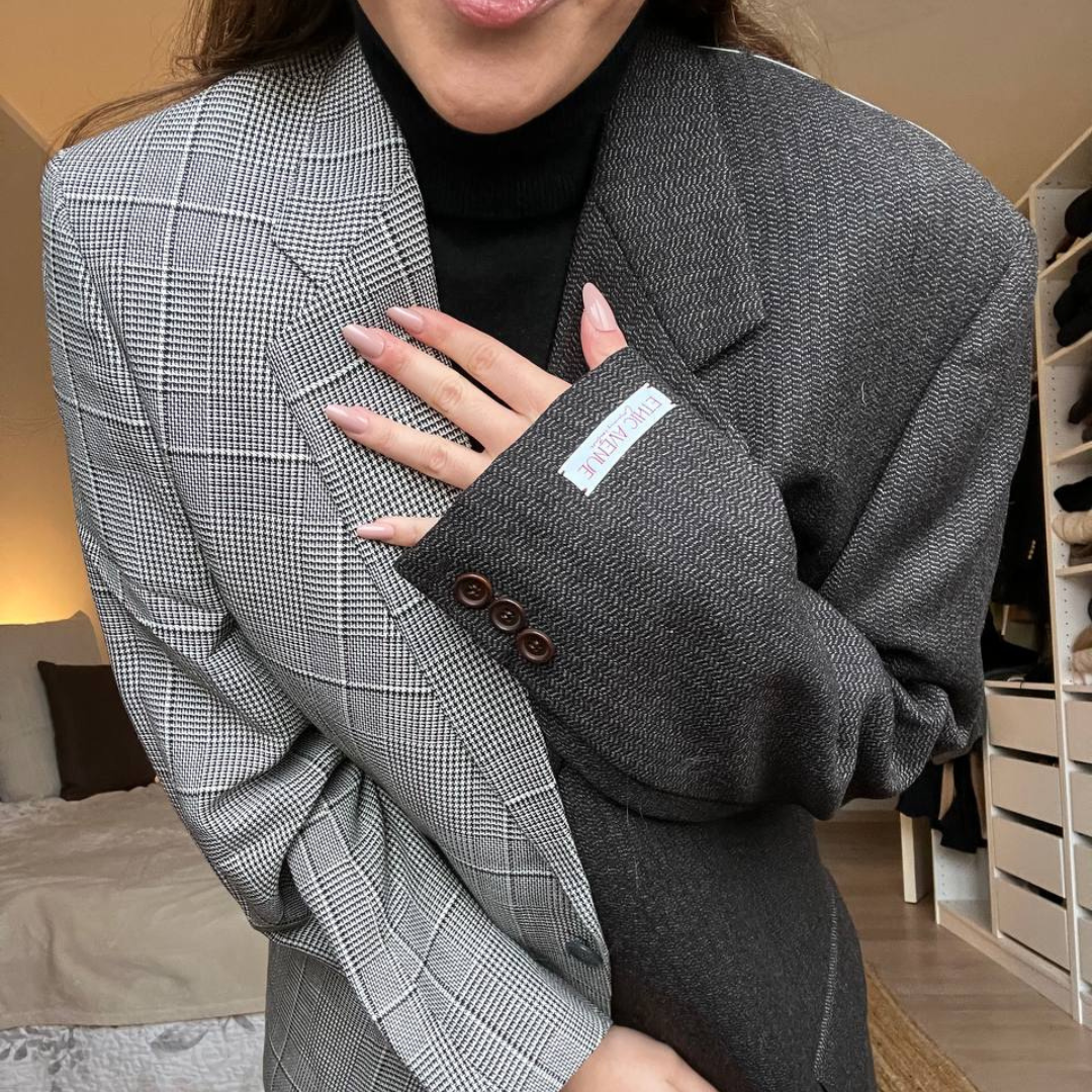 Blazer Bi-color in lana | Nero