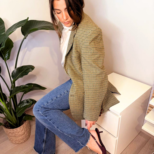 Blazer Vintage in lana | Verde e marrone