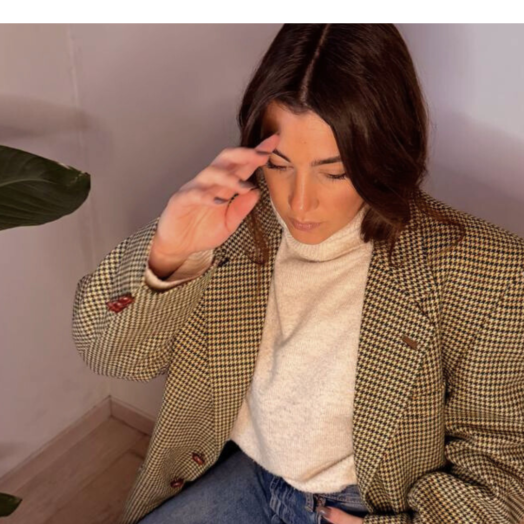 Blazer Vintage in lana | Verde e marrone