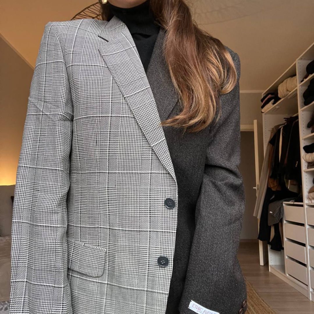 Blazer Bi-color in lana | Nero
