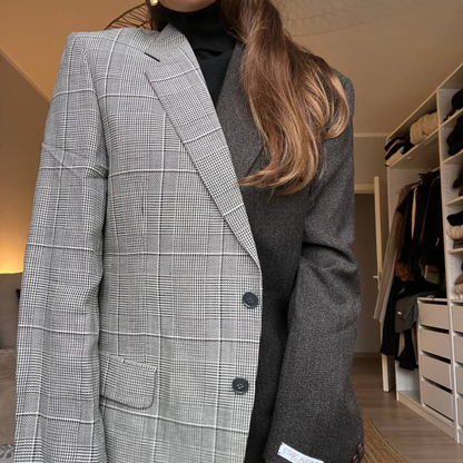 Blazer Bi-color in lana | Nero