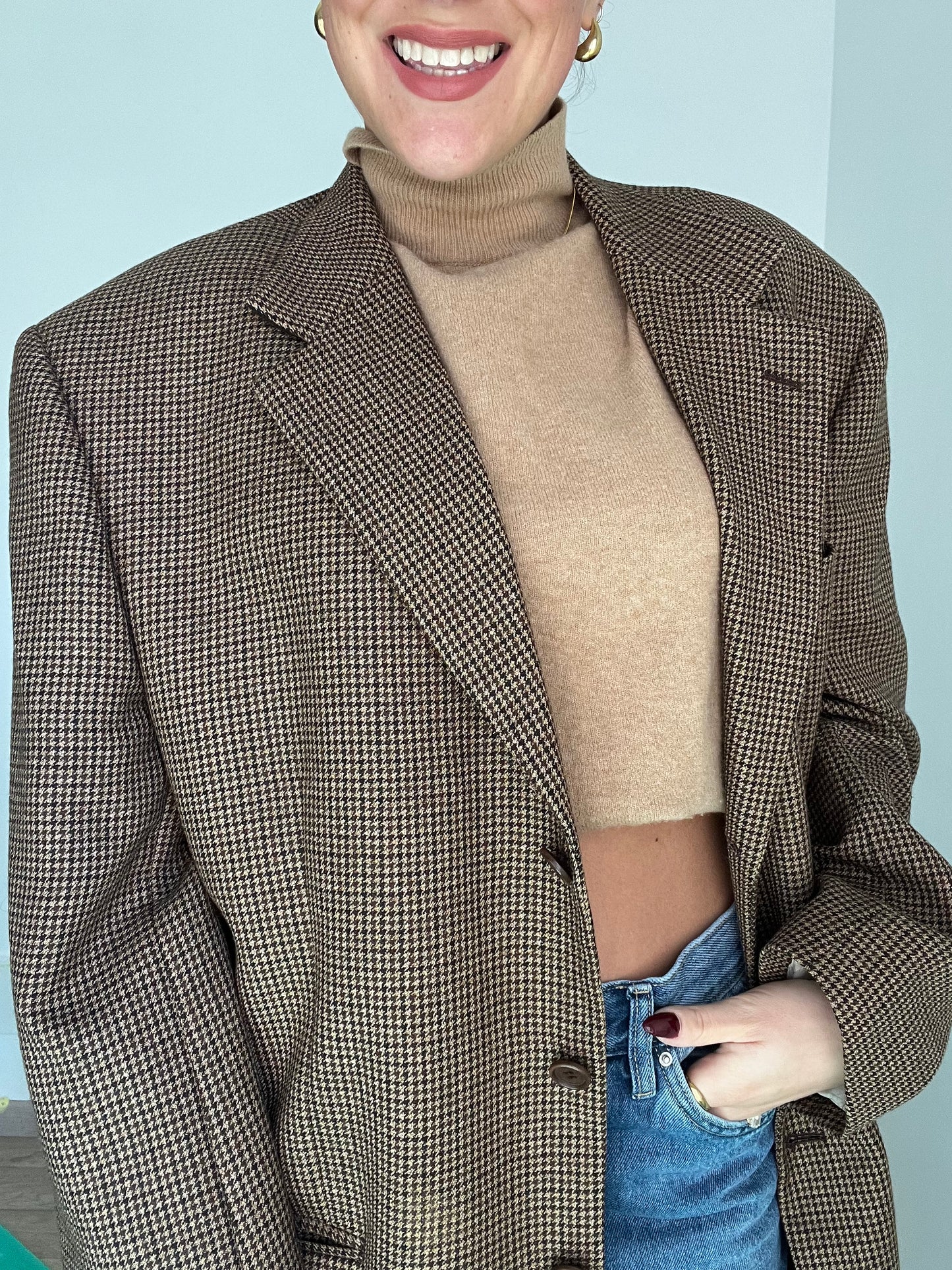Blazer Vintage in lana | Marrone a quadretti