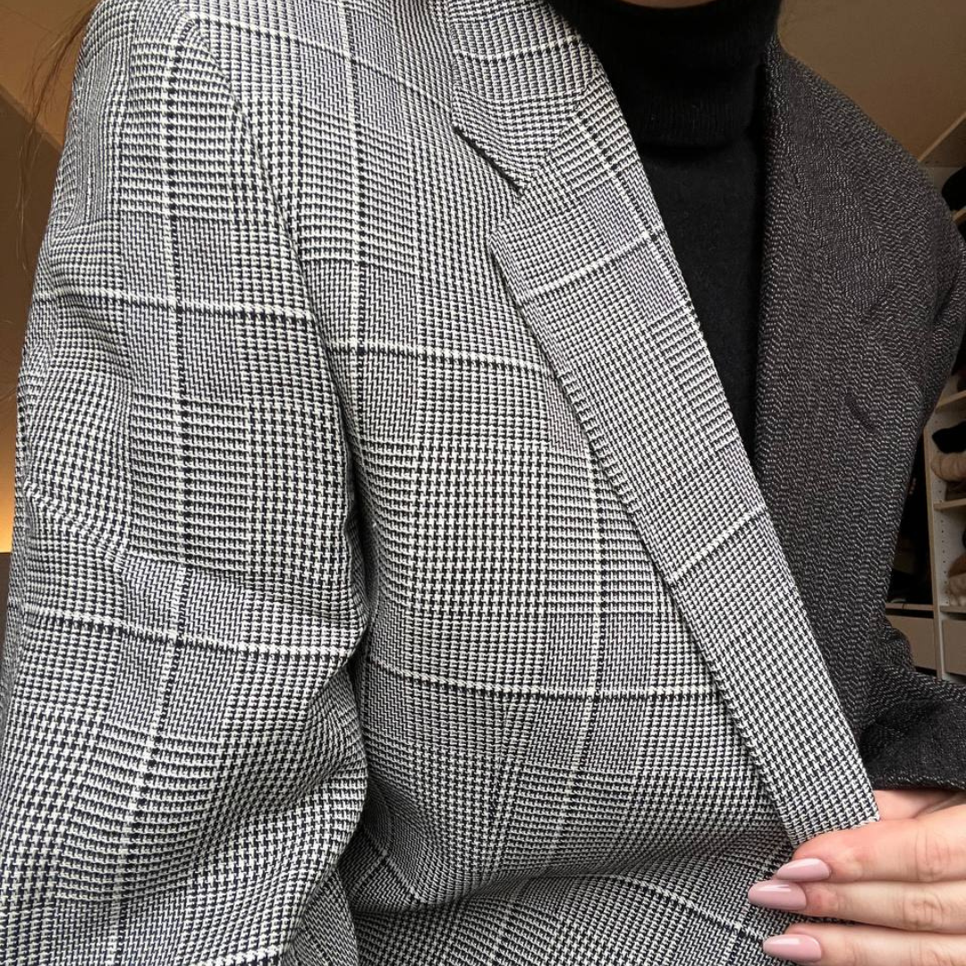 Blazer Bi-color in lana | Nero