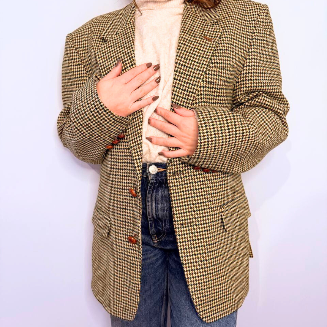 Blazer Vintage in lana | Verde e marrone