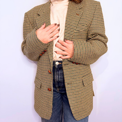 Blazer Vintage in lana | Verde e marrone