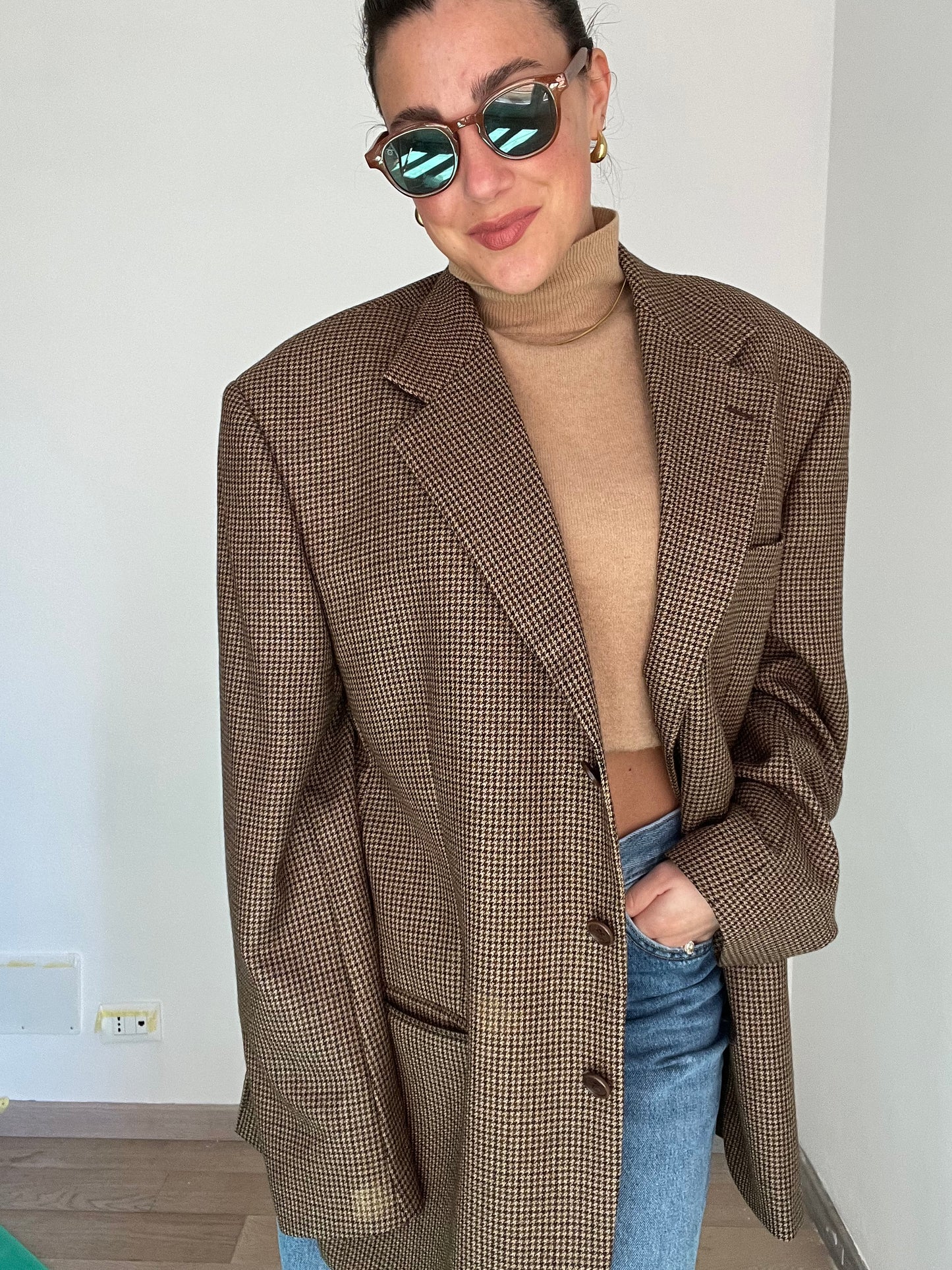 Blazer Vintage in lana | Marrone a quadretti