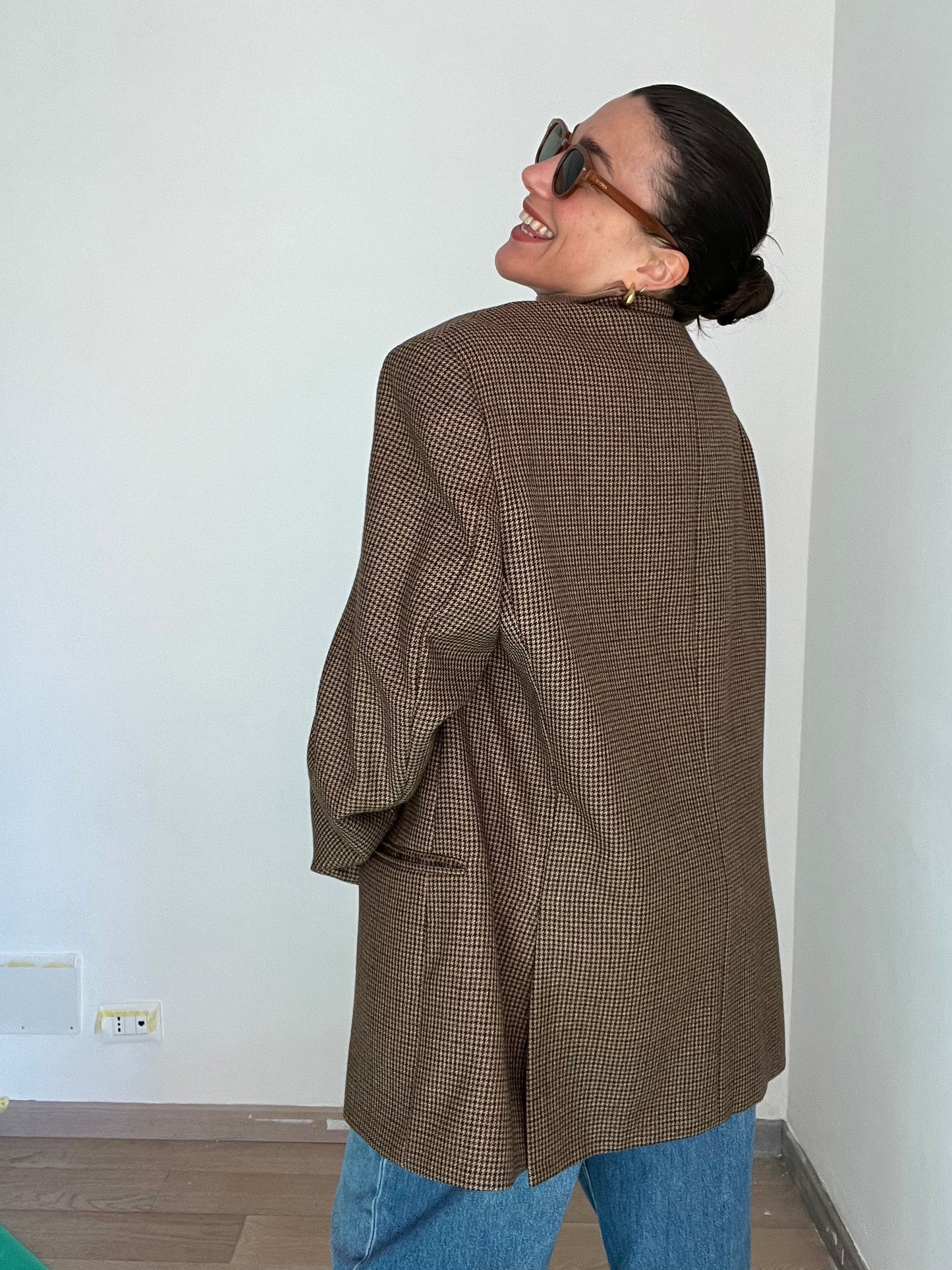Blazer Vintage in lana | Marrone a quadretti