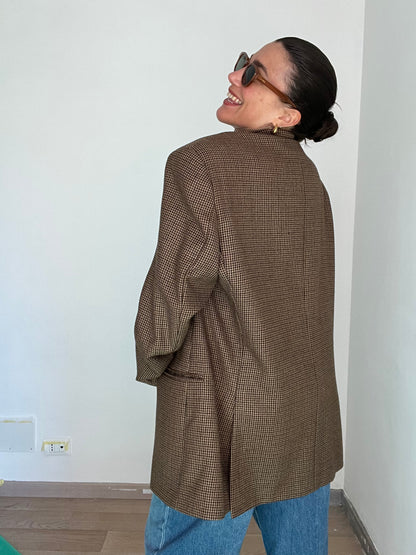 Blazer Vintage in lana | Marrone a quadretti