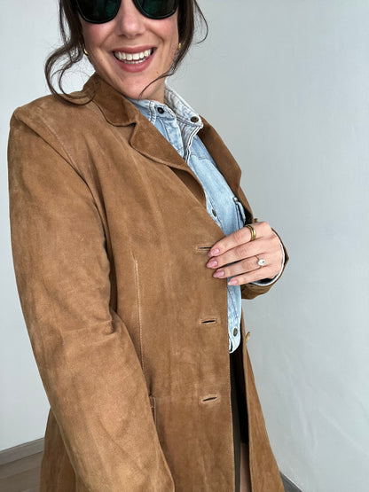 Giacca camicia vintage scamosciata | Marrone sabbia