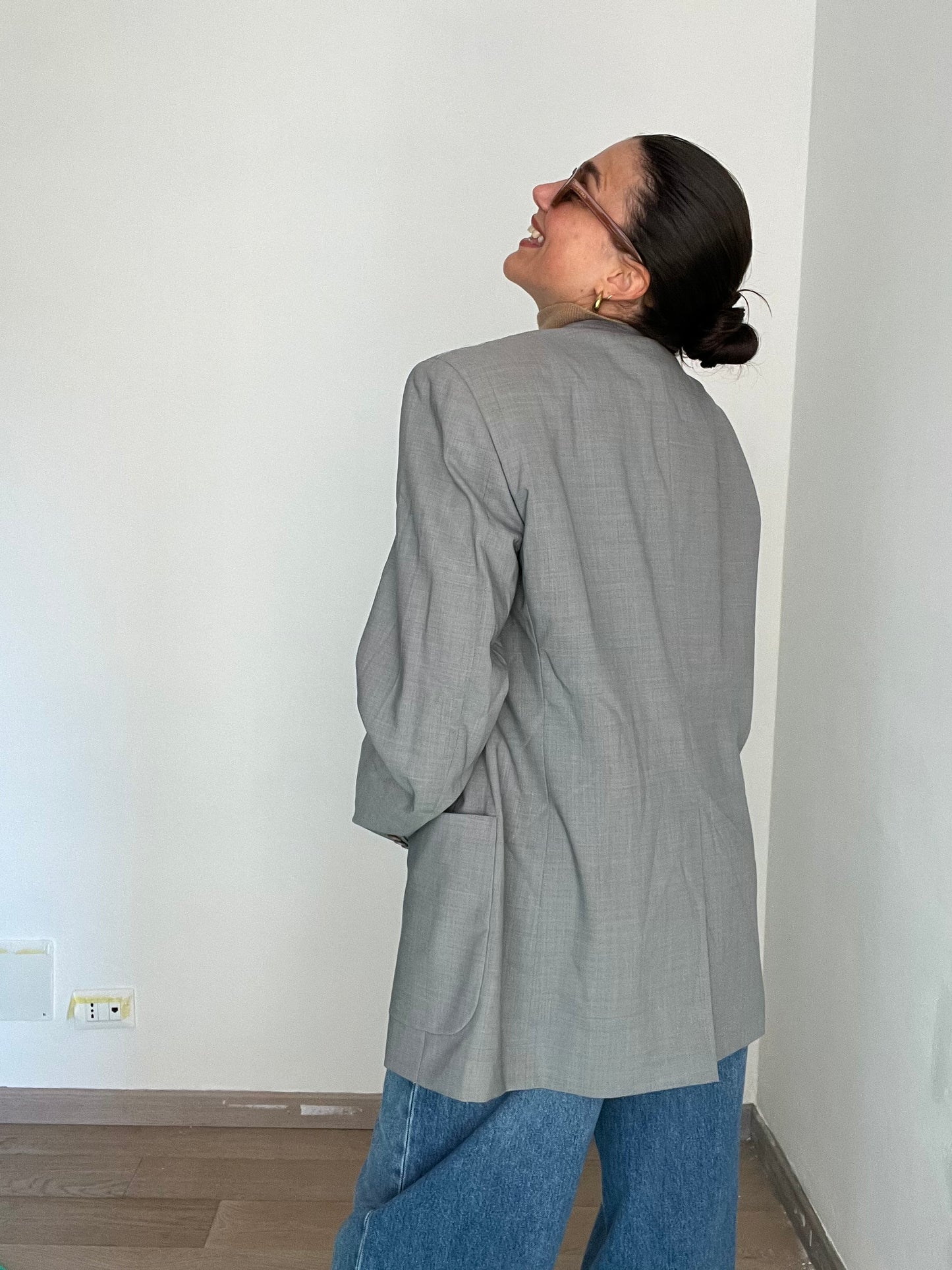 Blazer Vintage in lana | Grigio plain