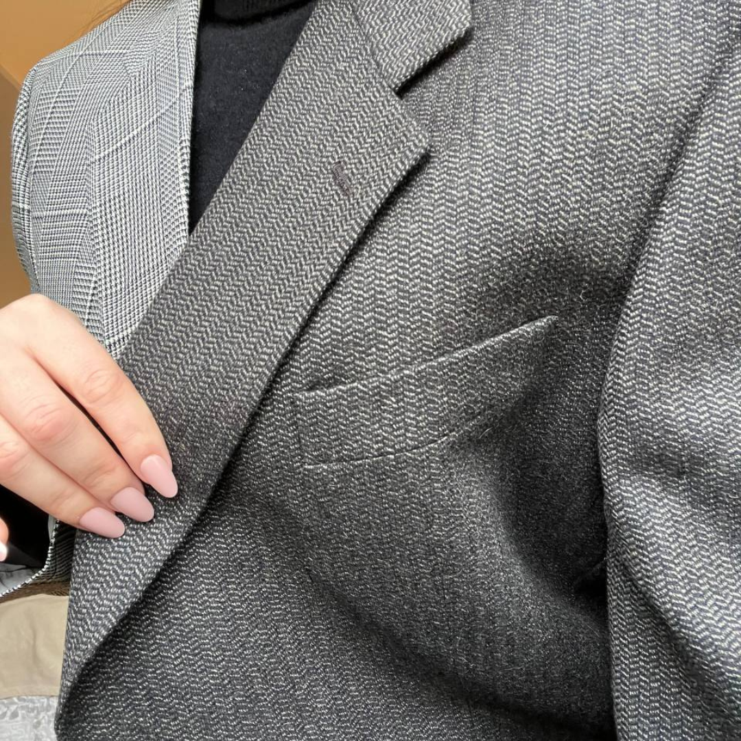 Blazer Bi-color in lana | Nero