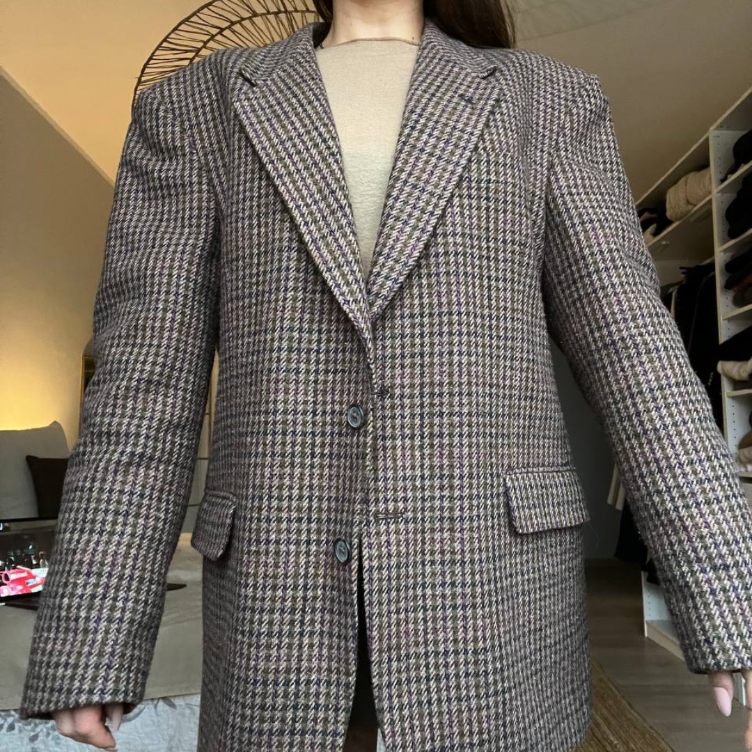 Blazer Oversize Vintage in lana | Blu e viola