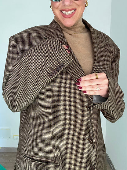 Blazer Vintage in lana | Marrone a quadretti