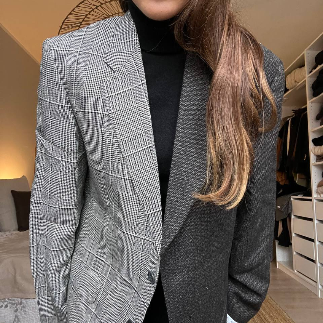 Blazer Bi-color in lana | Nero