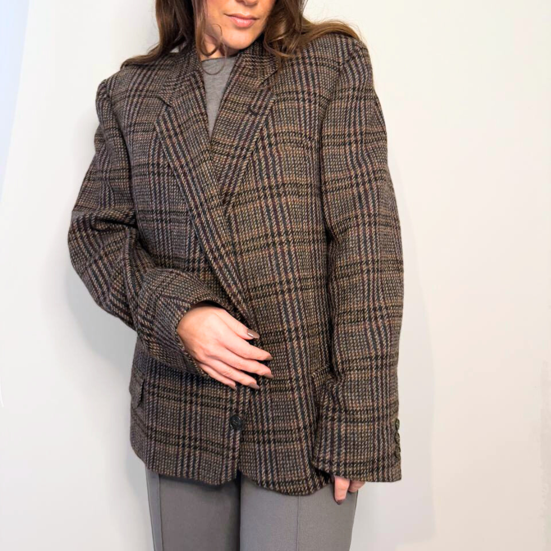 Blazer Vintage in lana | Righe Bordeaux