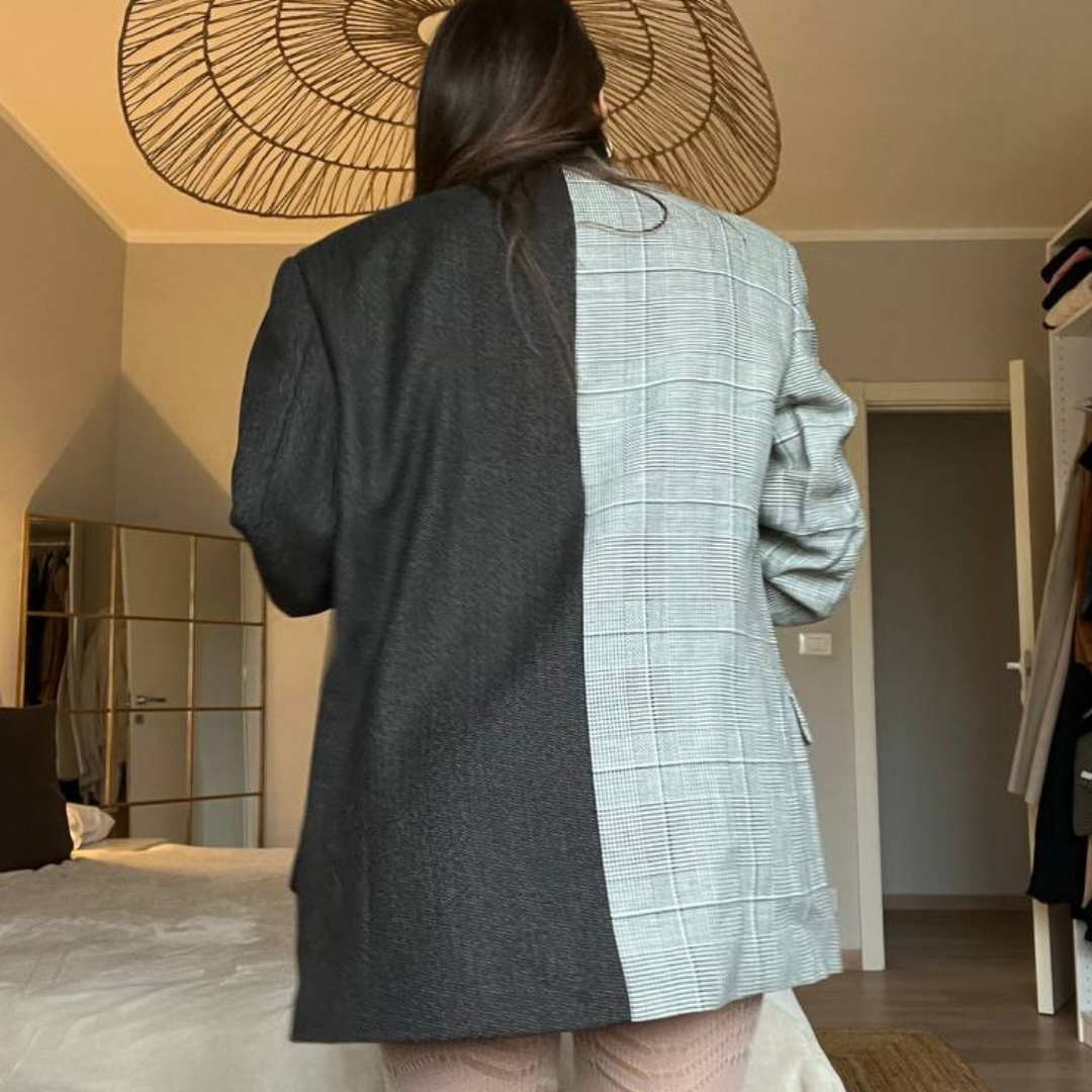 Blazer Bi-color in lana | Nero