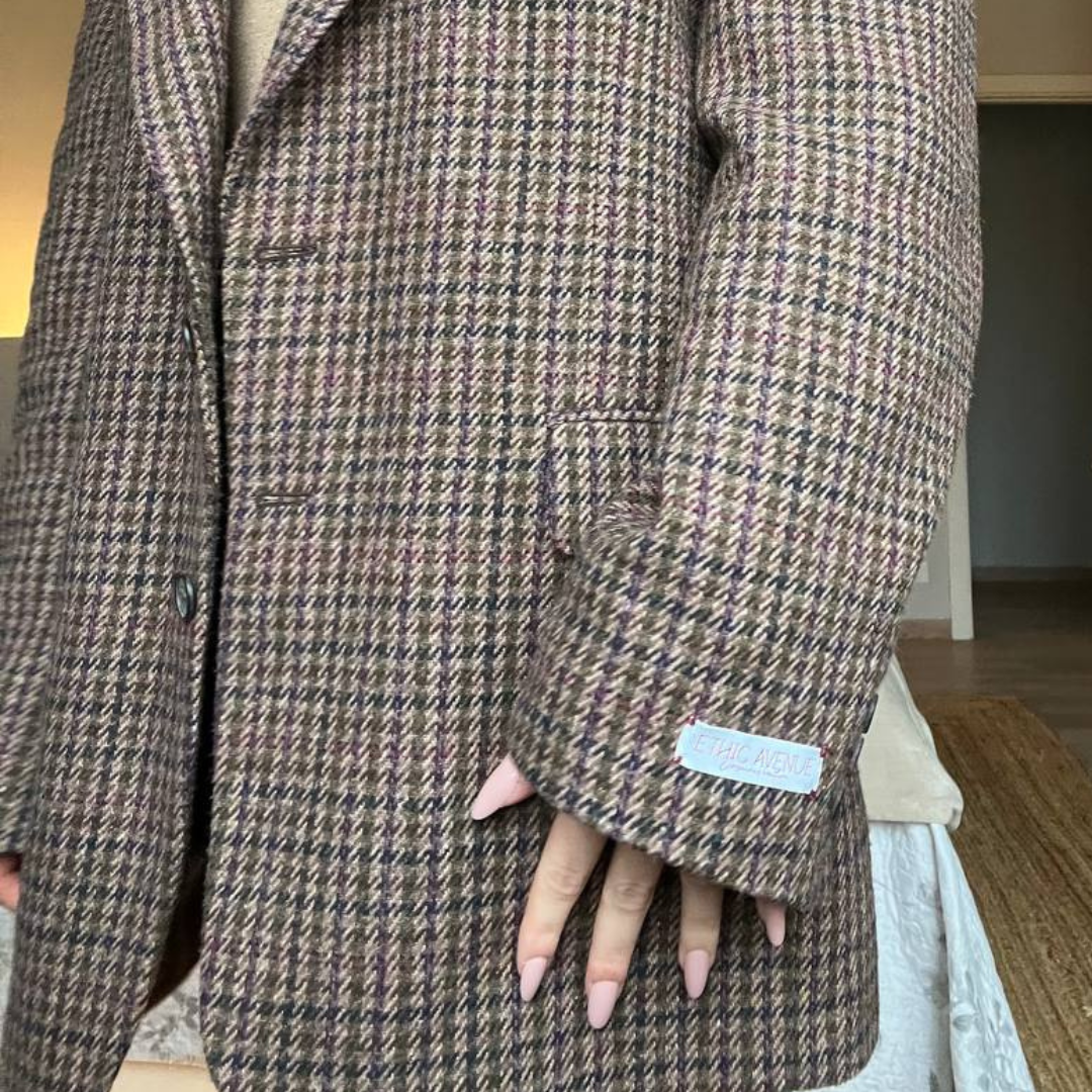 Blazer Oversize Vintage in lana | Blu e viola
