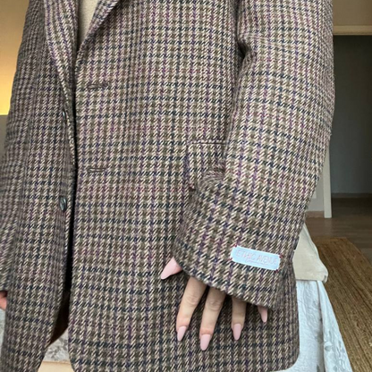 Blazer Oversize Vintage in lana | Blu e viola