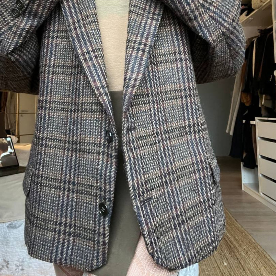 Blazer Oversize Vintage in lana | Blu e viola