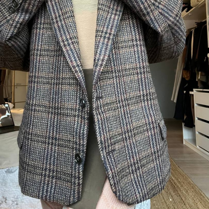 Blazer Oversize Vintage in lana | Blu e viola