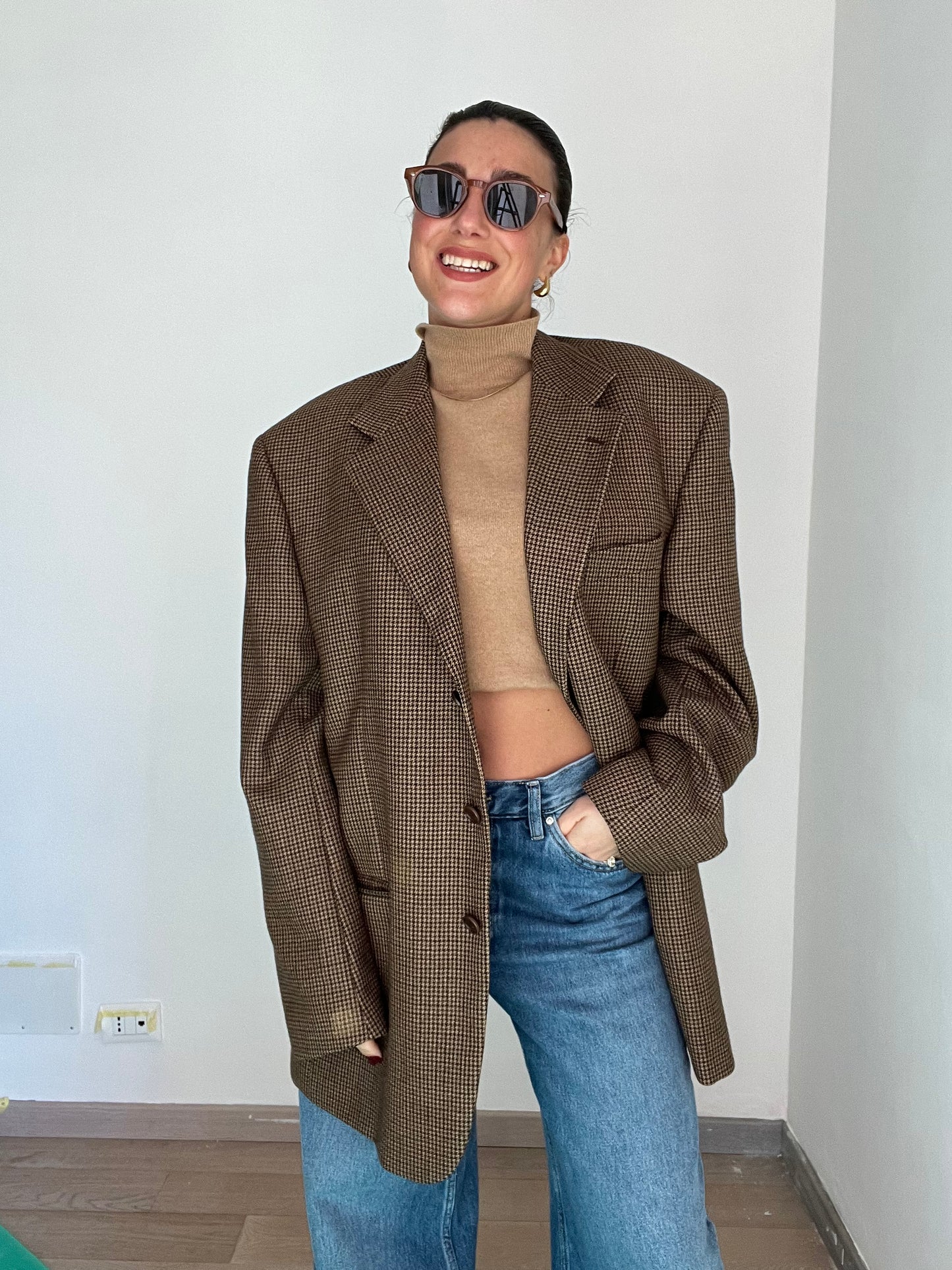 Blazer Vintage in lana | Marrone a quadretti