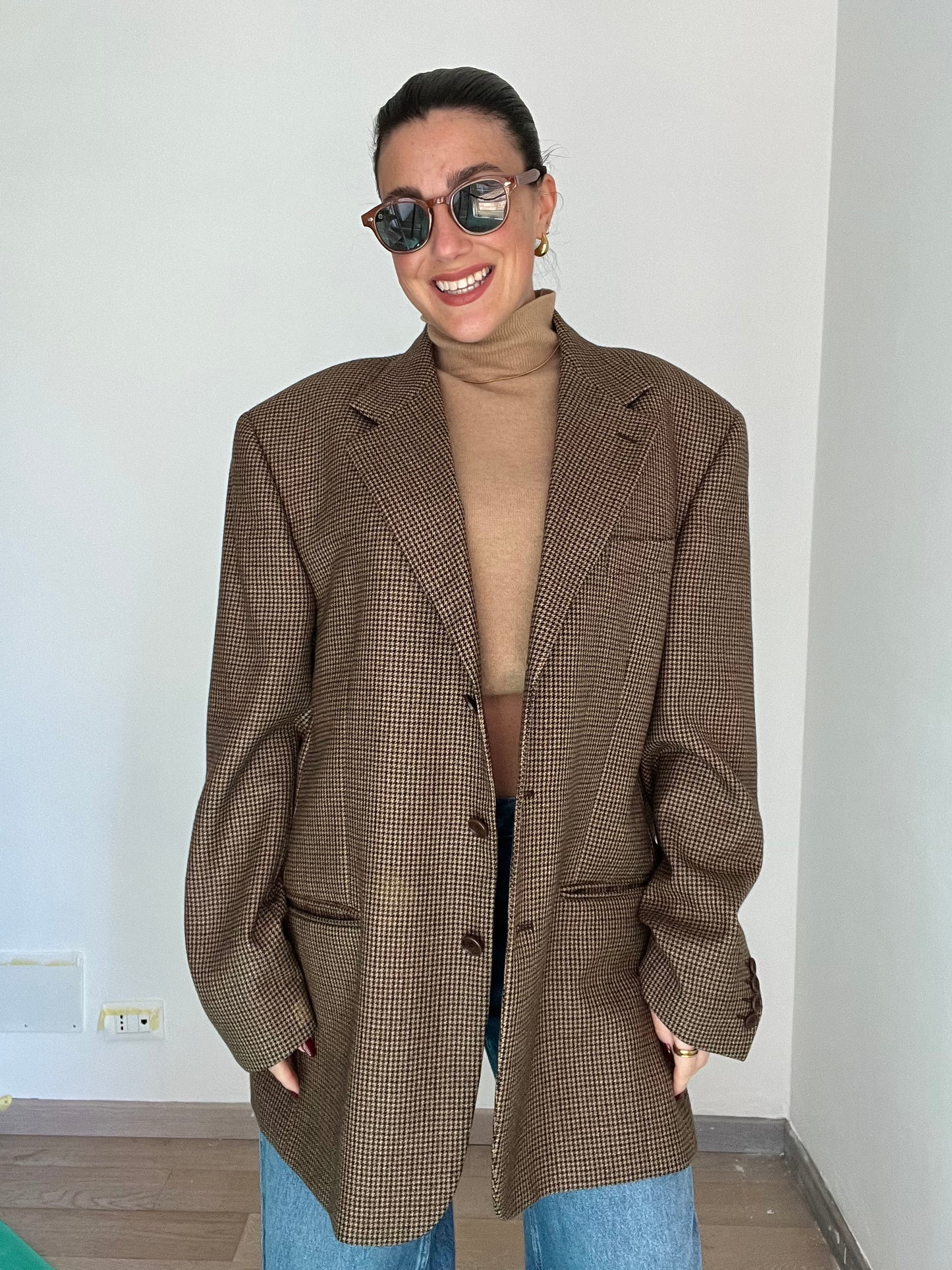 Blazer Vintage in lana | Marrone a quadretti