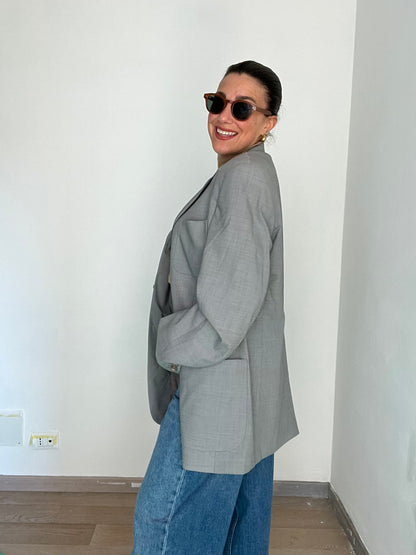 Blazer Vintage in lana | Grigio plain