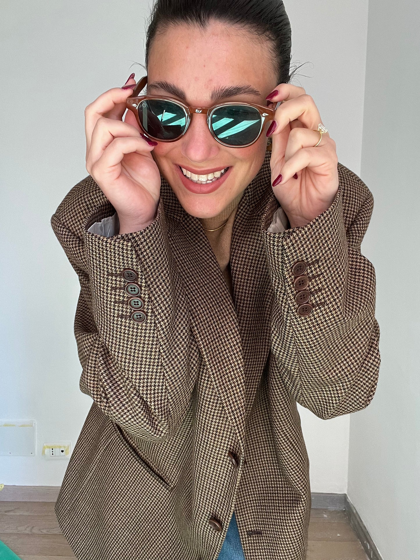 Blazer Vintage in lana | Marrone a quadretti