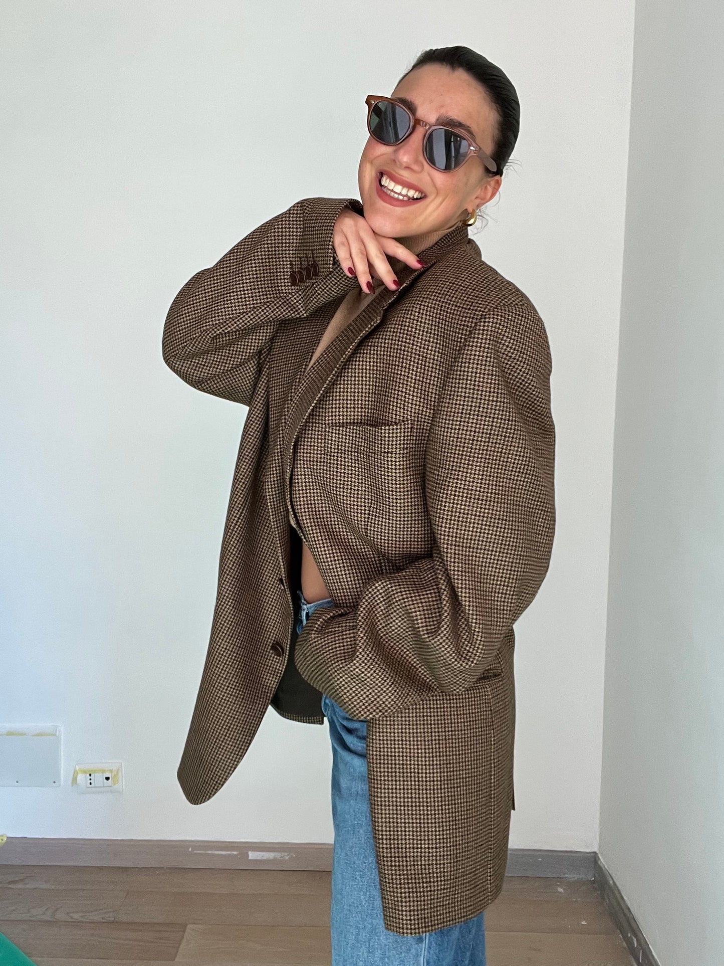 Blazer Vintage in lana | Marrone a quadretti