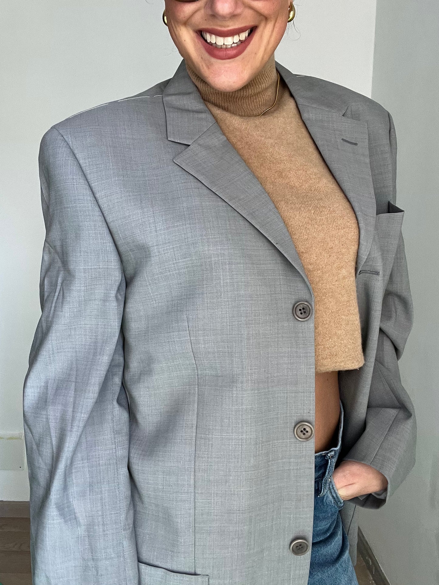 Blazer Vintage in lana | Grigio plain