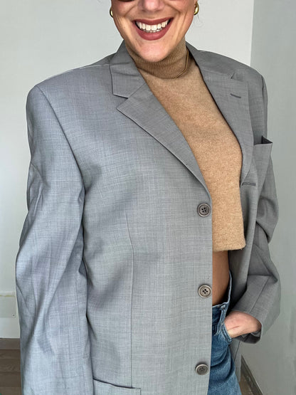 Blazer Vintage in lana | Grigio plain