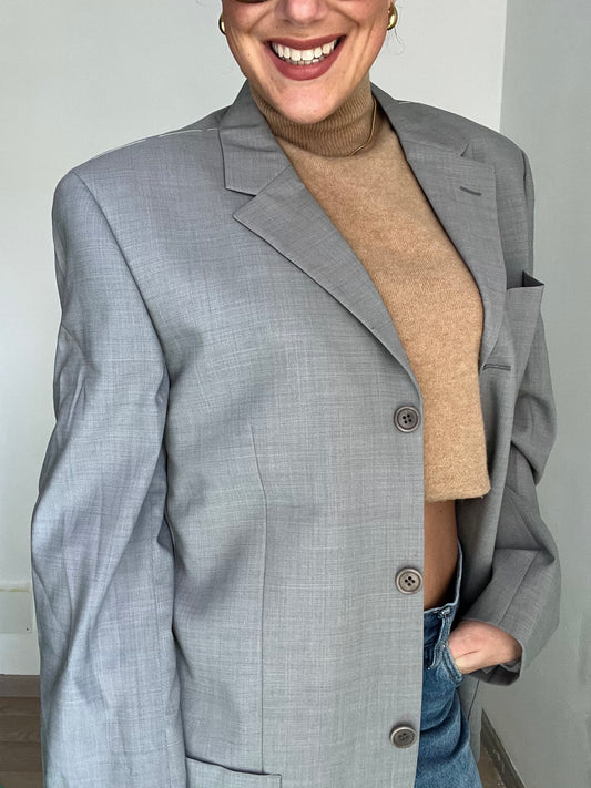 Blazer Vintage in lana | Grigio plain