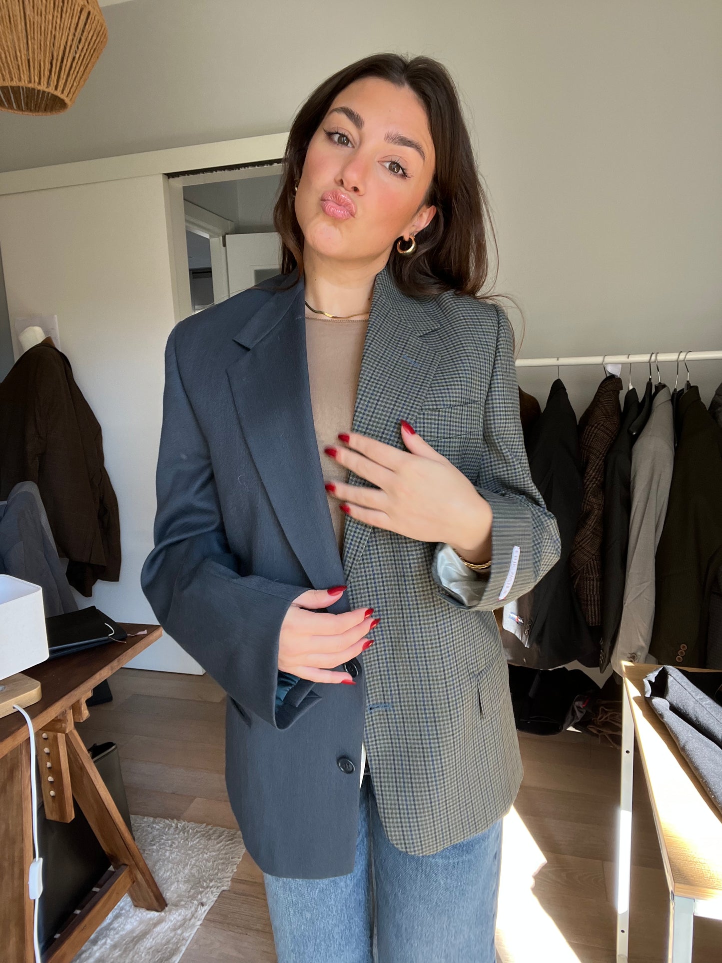 Blazer Bi-color in lana | Blu