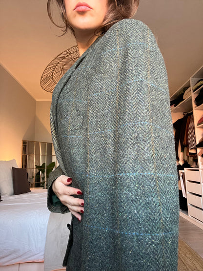 Blazer Oversize Bi-color in lana | Verde scuro